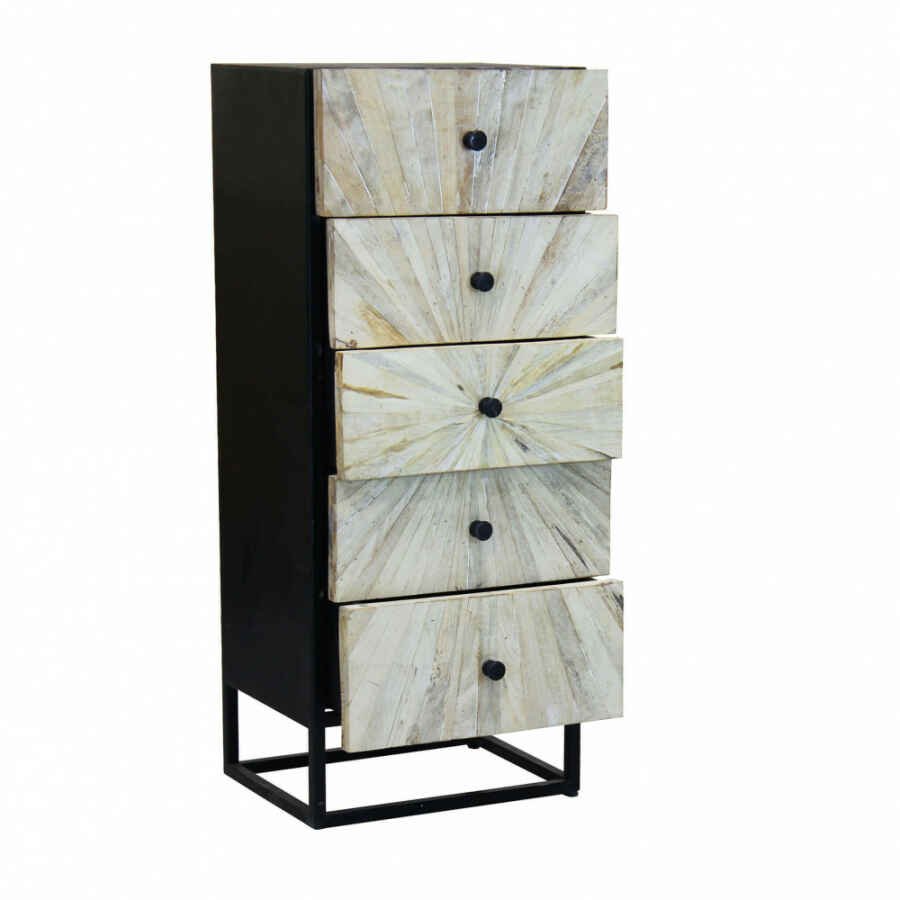 Cassettiera 5 cassetti in Legno,Metallo cm 45x35x110 – BAPTIST