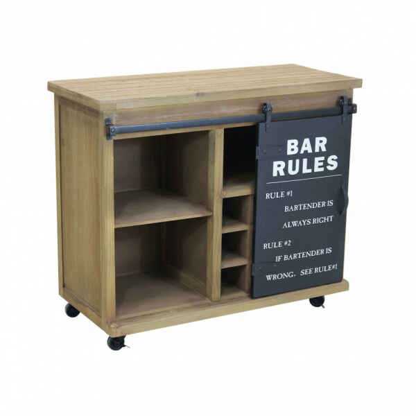 Madia Industrial con Portabottiglie in Acciaio,Legno cm 88x41x74,5 – REED