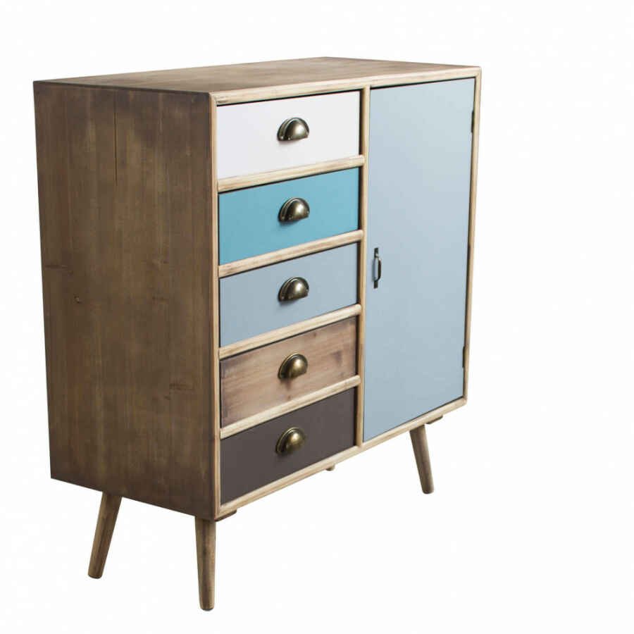 Mobiletto multicolor in Legno,MDF cm 80x35x65 – NELSON