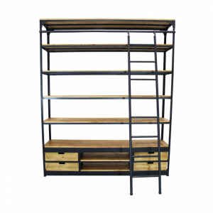 Libreria Industrial in Acciaio,Legno cm 182x41x217 – NEWTON