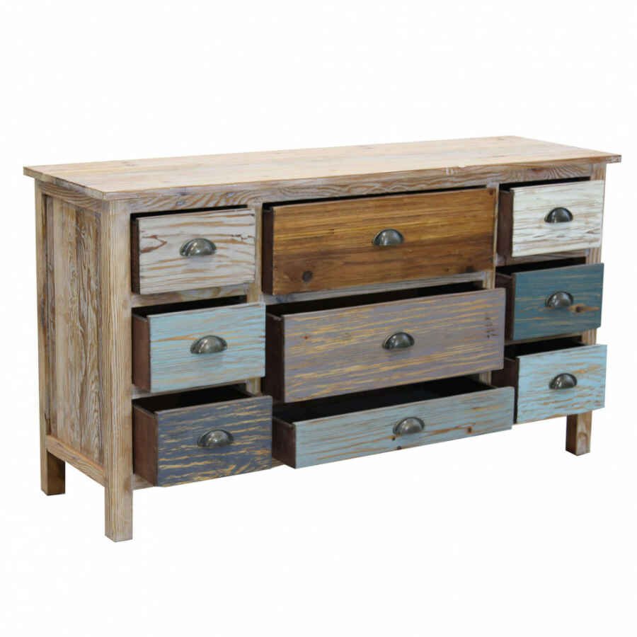 Cassettiera colorata Industrial in Legno cm 130x40x72 – FREDDY