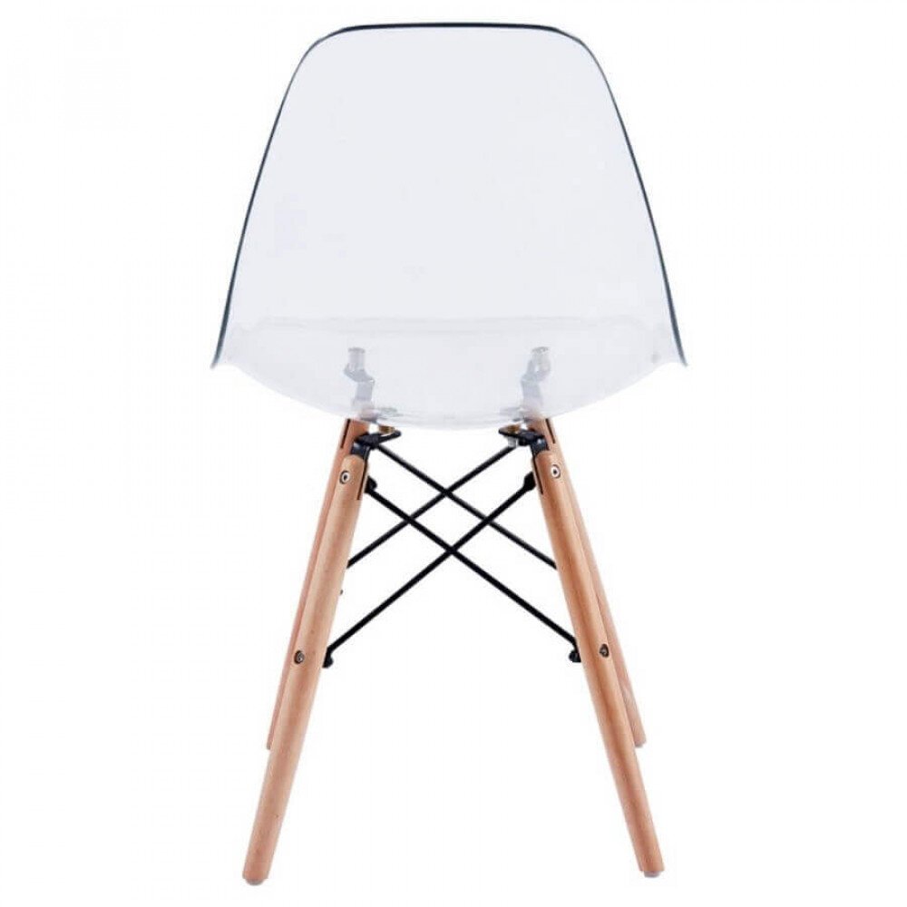 Sedia per sala da Pranzo trasparente in Policarbonato,Acciaio,Legno cm 51,5×46,5×83 – DENTON