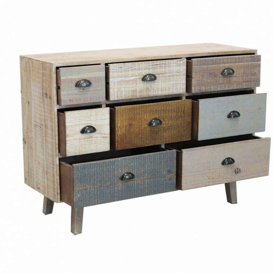 Cassettiera colorata Industrial in Legno cm 125x45x82 – FREDDY