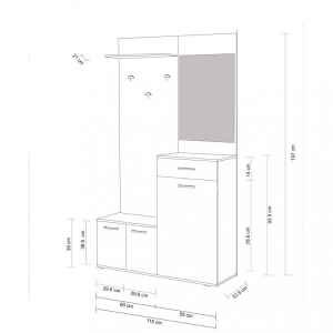 Mobile Ingresso con attaccapanni in Truciolare cm 115x35x197 – NATHANIEL
