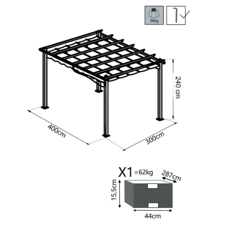 Gazebo da Giardino 3×3 in alluminio,poliestere – DRAKE