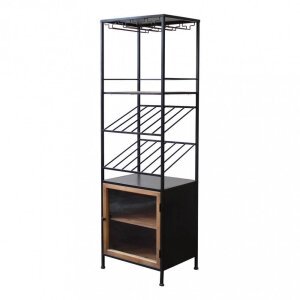 Scaffale per bottiglie e calici in Acciaio,Legno cm 39x50x165 – WINE