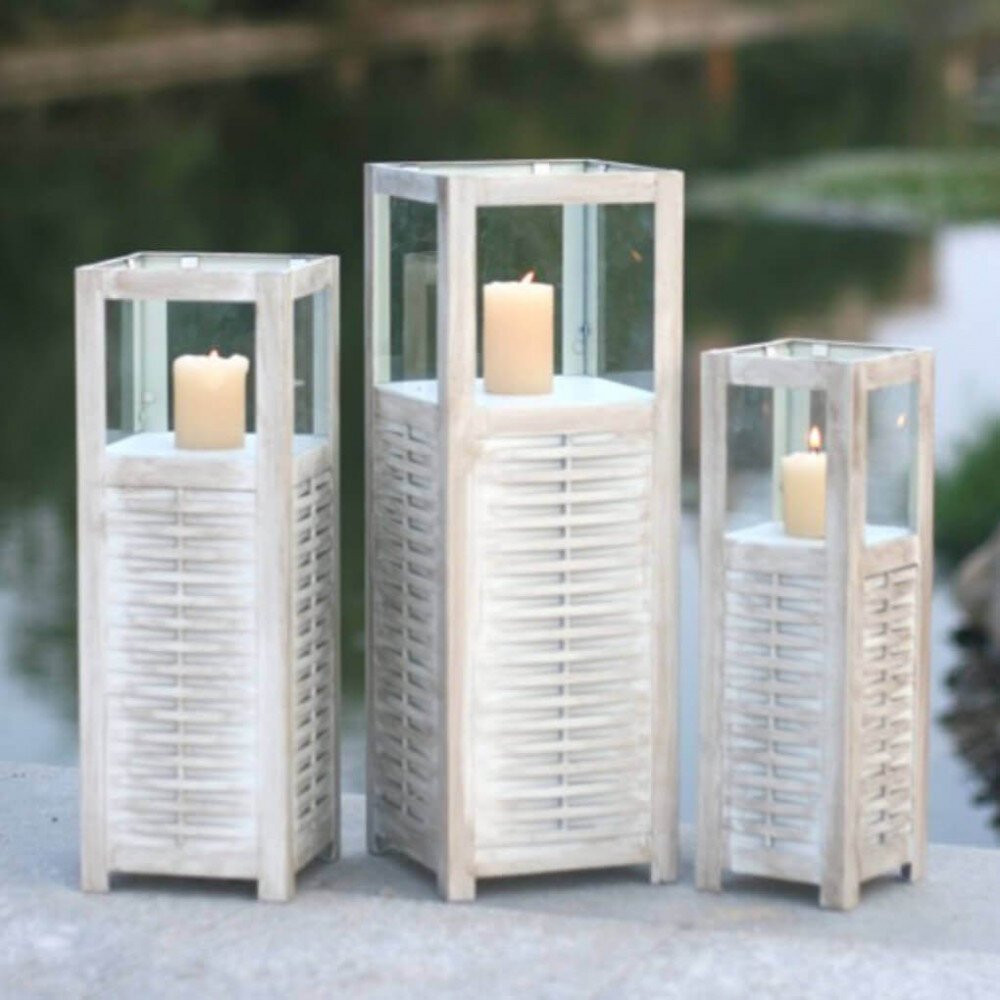 Set di 3 lanterne in Acciaio,Vetro cm 18x18x51 – OBERON
