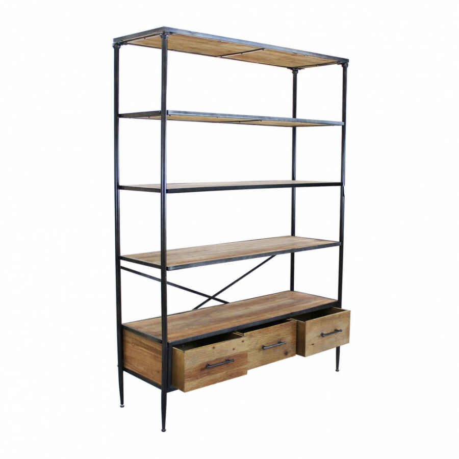 Libreria in Legno,Metallo cm 128×44,5×153,5 – DENE