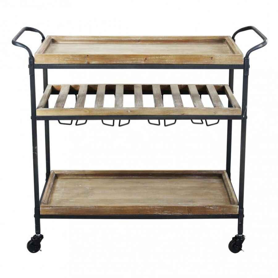 Carrello Portavivande con ruote in Metallo,Legno cm 88x43x77 – HERBIE