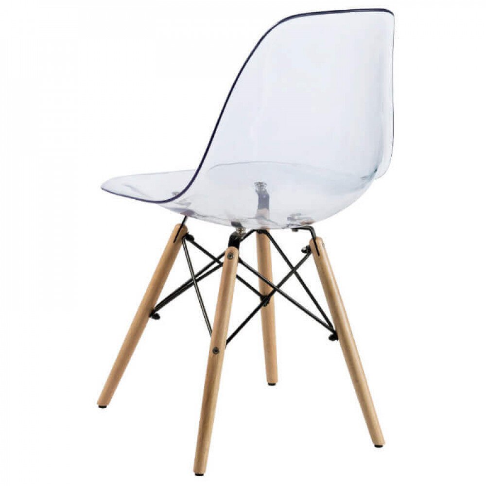 Sedia per sala da Pranzo trasparente in Policarbonato,Acciaio,Legno cm 51,5×46,5×83 – DENTON