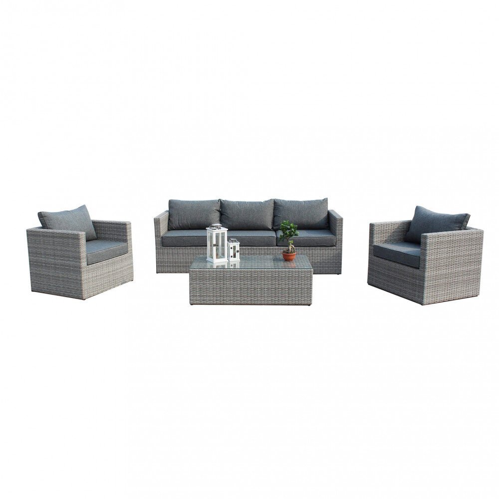 Salotto da Giardino con cuscini 5 posti in Alluminio,Wicker – NATHAN