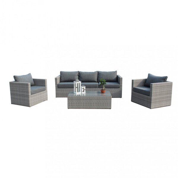 Salotto da Giardino con cuscini 5 posti in Alluminio,Wicker – NATHAN