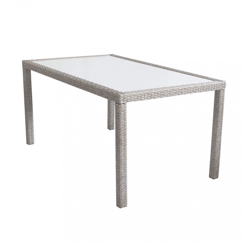 Tavolo intreccio e piano in vetro 150×90 – AXEL