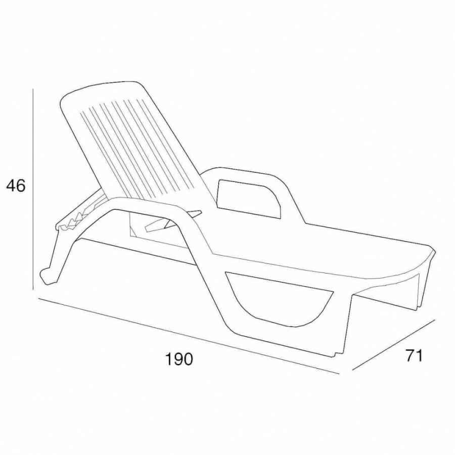 Lettino da Giardino con ruote in Policarbonato cm 190x71x46 – MAX