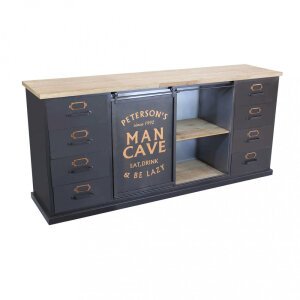 Madia Industrial in Acciaio,Legno cm 164,5x40x74,5 – QUINTON