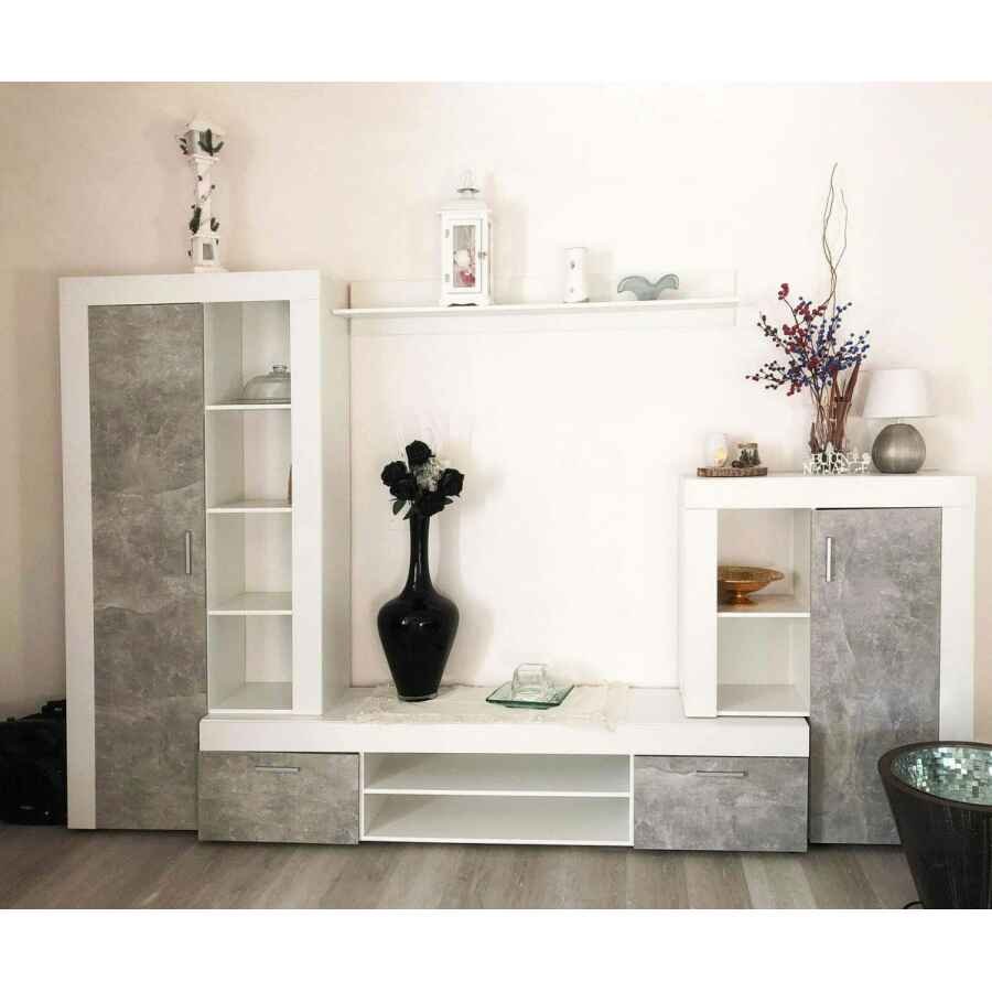 Parete Attrezzata per Soggiorno in Truciolare cm 259x40x180 – ALTON