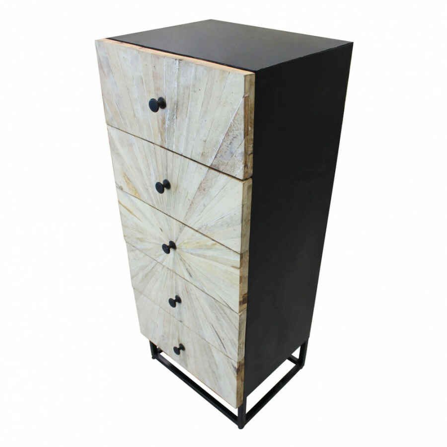 Cassettiera 5 cassetti in Legno,Metallo cm 45x35x110 – BAPTIST