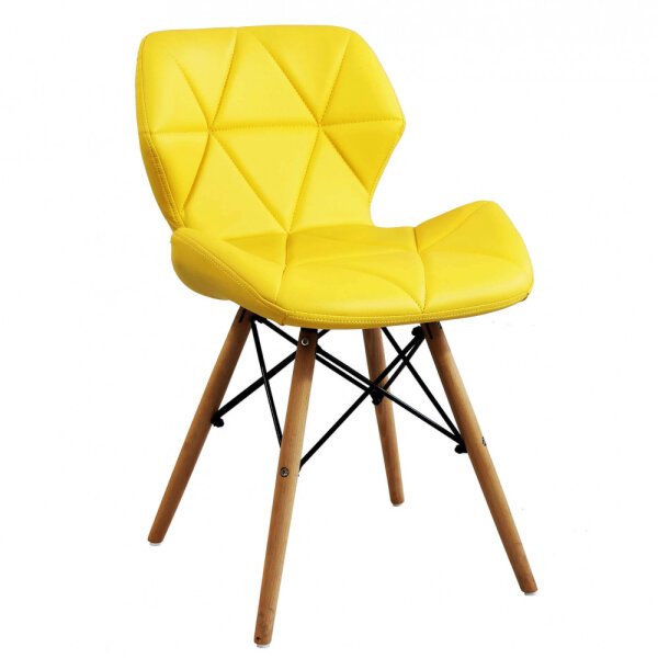 Sedia Moderna con seduta imbottita in Ecopelle,Legno cm 41x49x71 – MIA