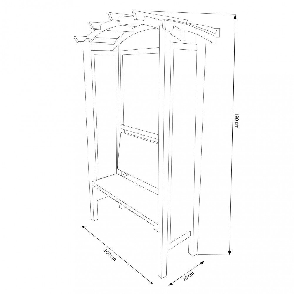 Pergola con panca da Giardino in Legno cm 160x190x70 – TRENTON