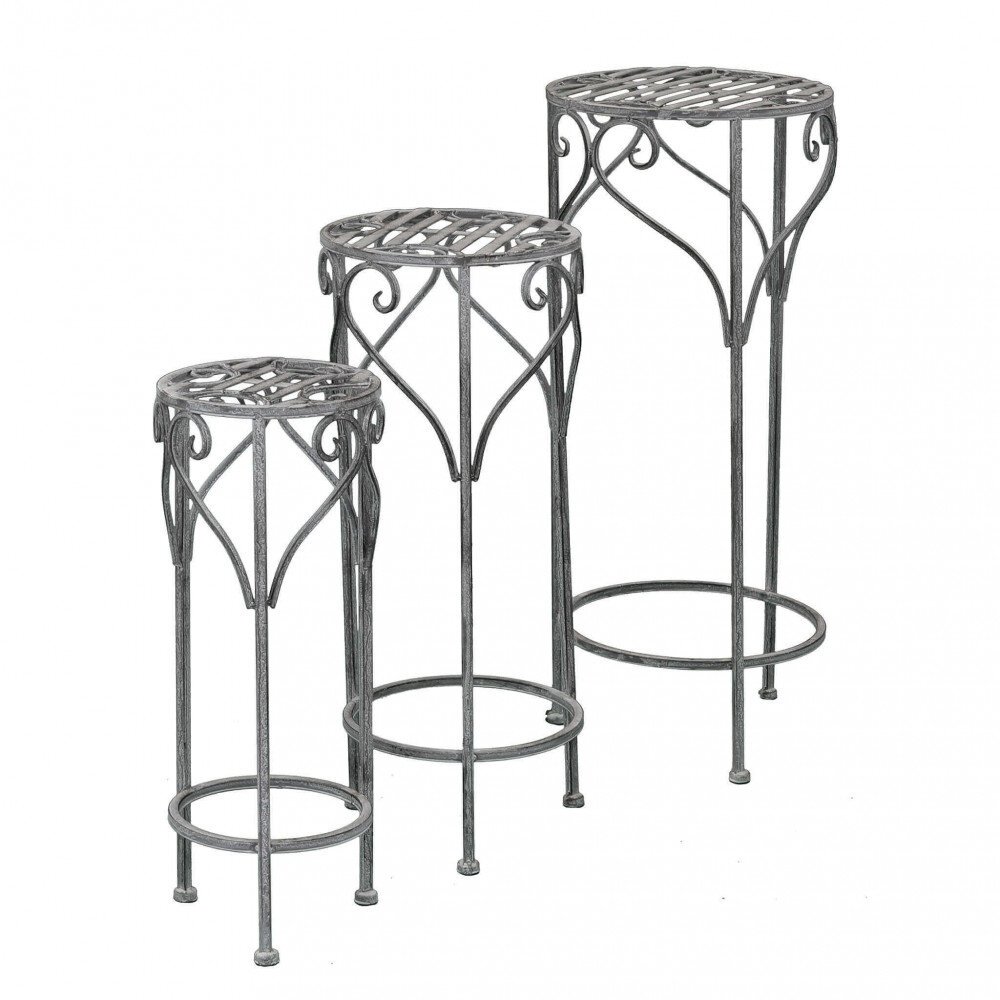 Set di 3 fioriere bianco ossidato in Acciaio cm 32x32x72 – NARDI