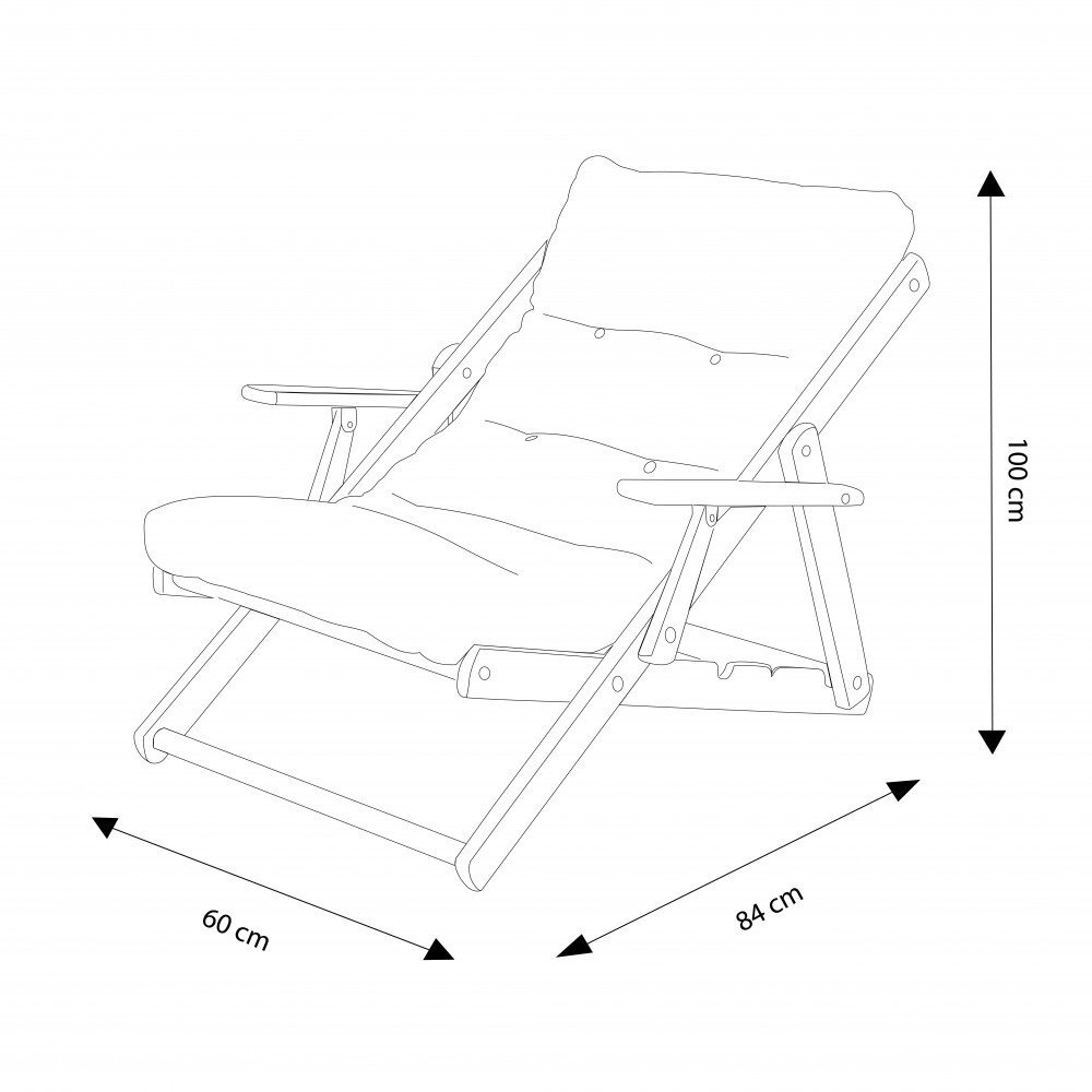 Poltrona Sdraio 3 posizioni con cuscino in Cotone,Legno cm 84x60x100 – OZZY