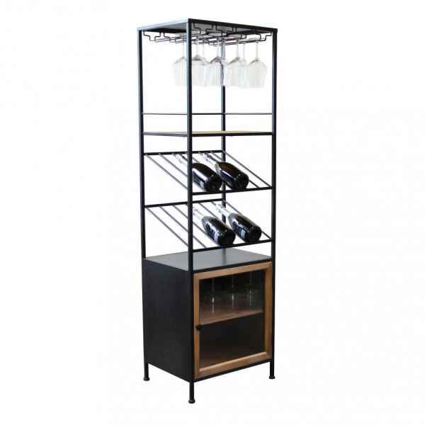 Scaffale per bottiglie e calici in Acciaio,Legno cm 39x50x165 – WINE