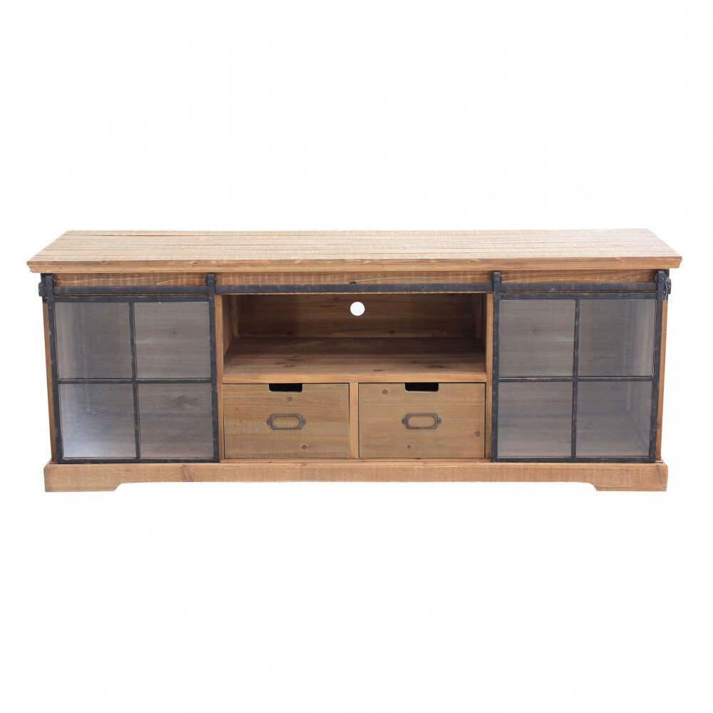 Porta tv per soggiorno Industrial in Legno,Acciaio cm 160×45,5×60 – TYBALT