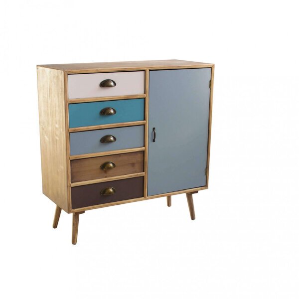 Mobiletto multicolor in Legno,MDF cm 80x35x65 – NELSON