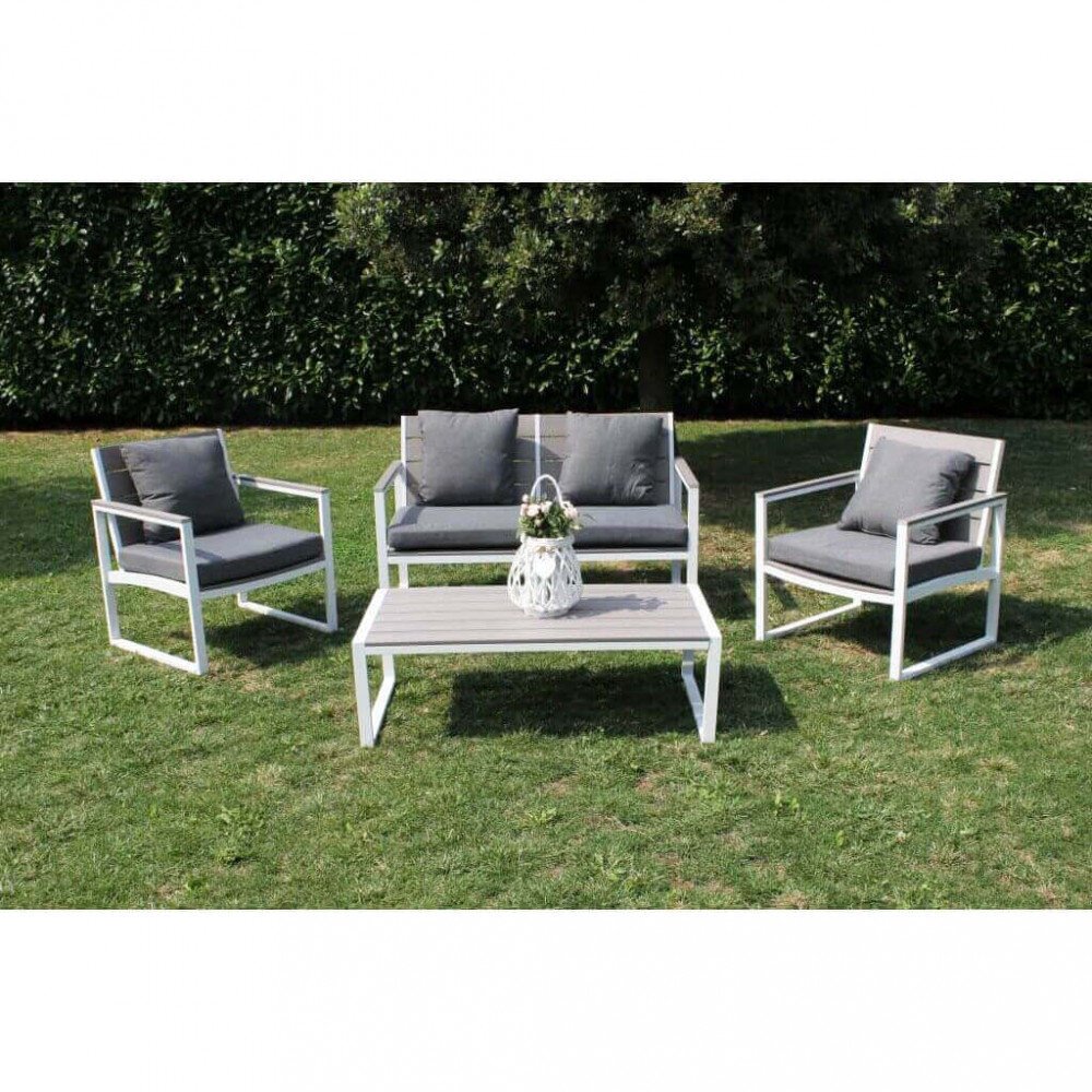 Salotto da Giardino 4 posti con cuscini in Alluminio,Polywood – ANTHONY