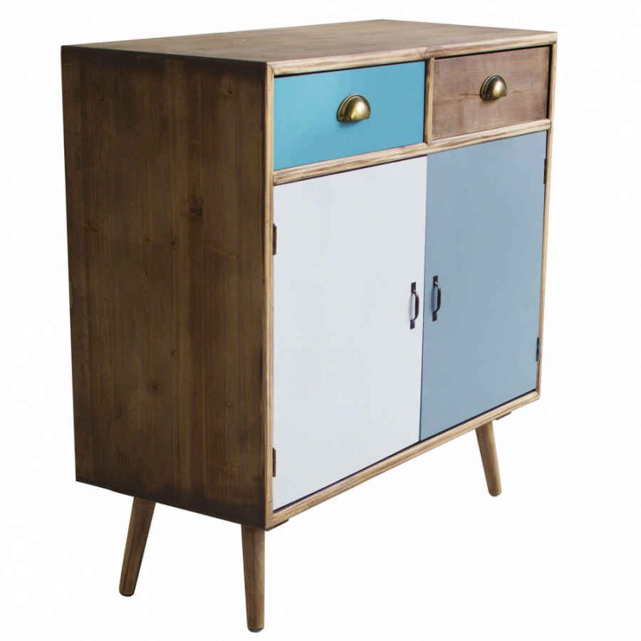 Mobiletto multicolore in Legno,MDF cm 80x35x63 – HALLAM