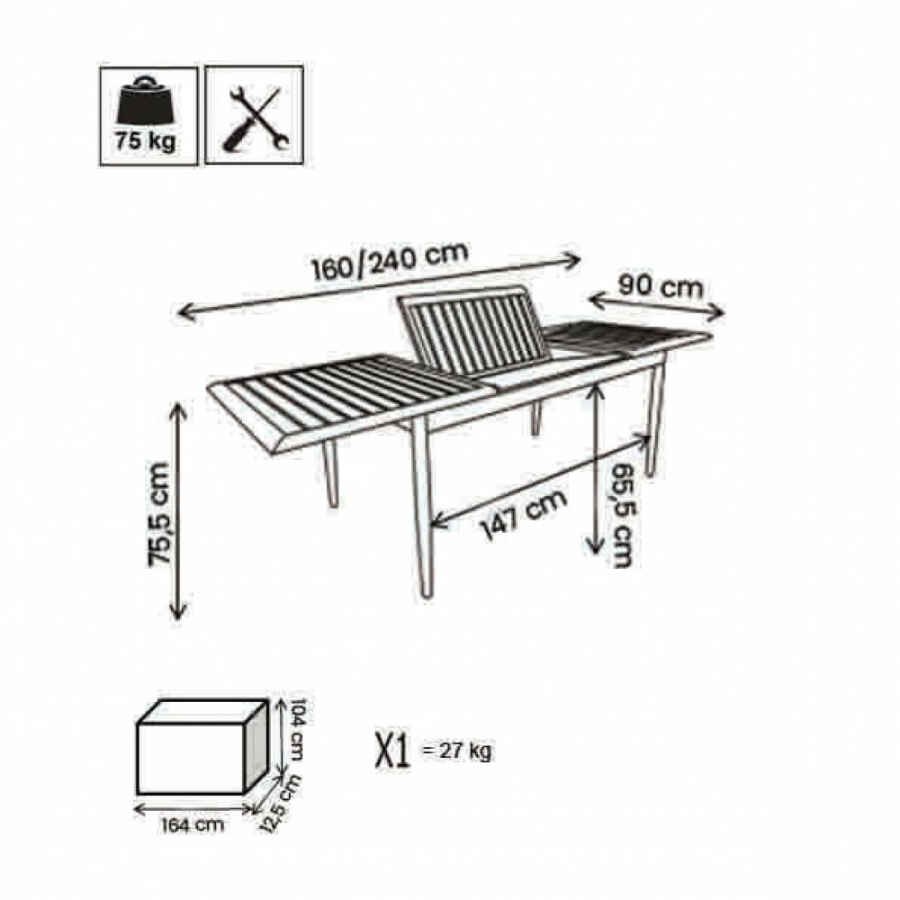 Tavolo da Giardino Allungabile 160-240×90 – MATTHEW