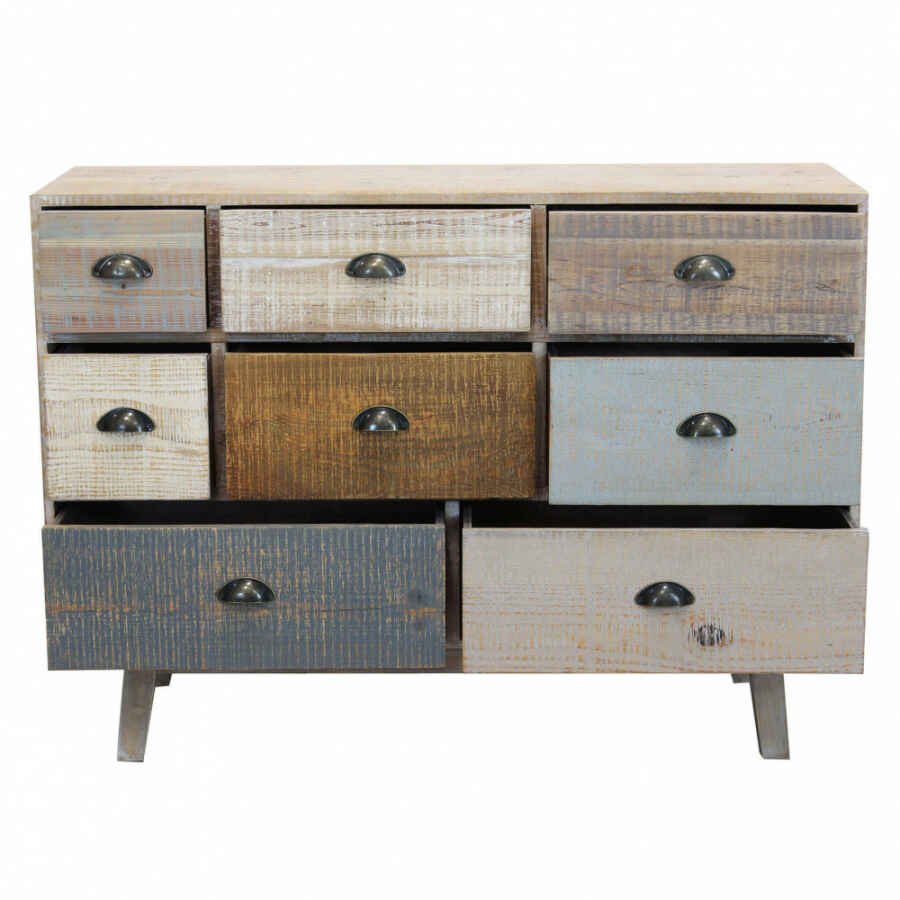 Cassettiera colorata Industrial in Legno cm 125x45x82 – FREDDY