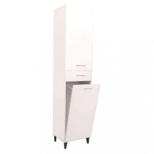 Armadietto da Bagno con portabiancheria in Truciolare cm 45x40x190 – INGRAM