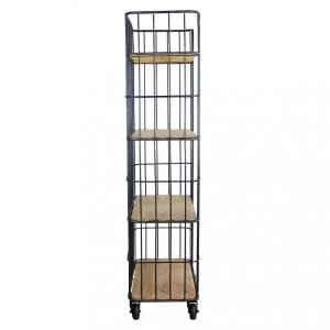 Scaffale Industrial con ruote in Legno,Metallo cm 77x40x168 – BRAXTON