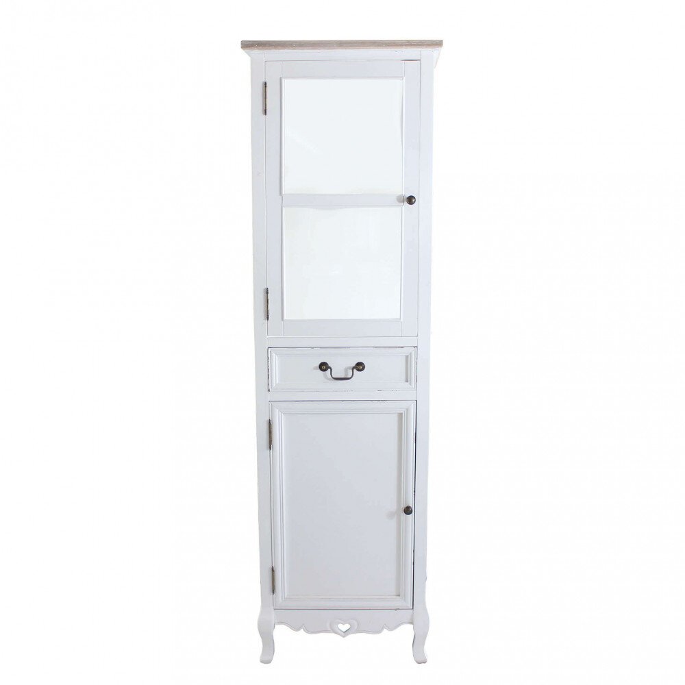 Vetrina un cassetto 2 ante shabby chic in Legno,Vetro cm 50x37x170 – ESMOND