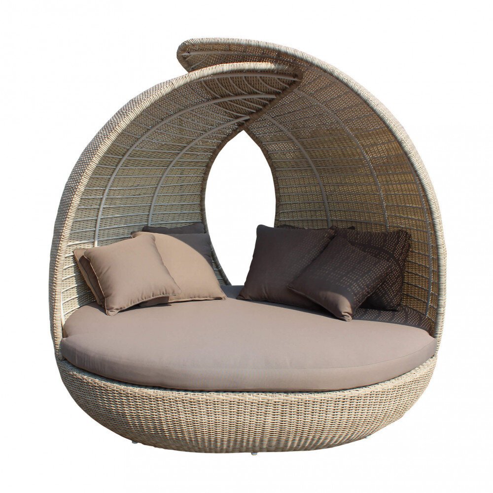 Divano Rotondo da esterno con cuscini in Wicker,Alluminio cm 210x180x192 – DOMINIC