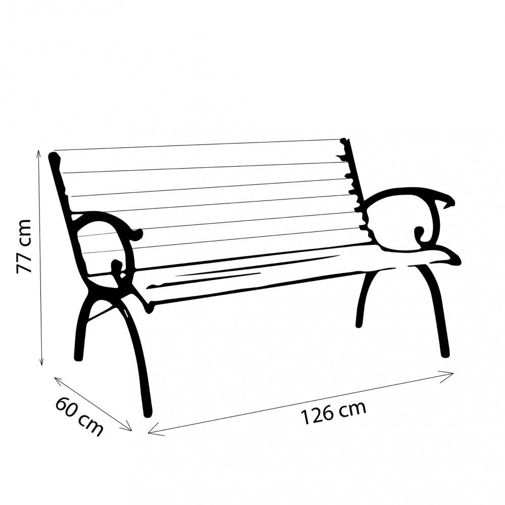 Panca da giardino in ghisa e in Legno,Ghisa cm 126x77x60 – GOSSE