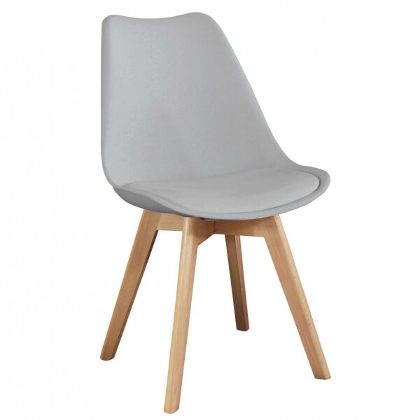 Sedia Svandinava con seduta Imbottita in Plastica,Legno cm 49x54x83 – LISA