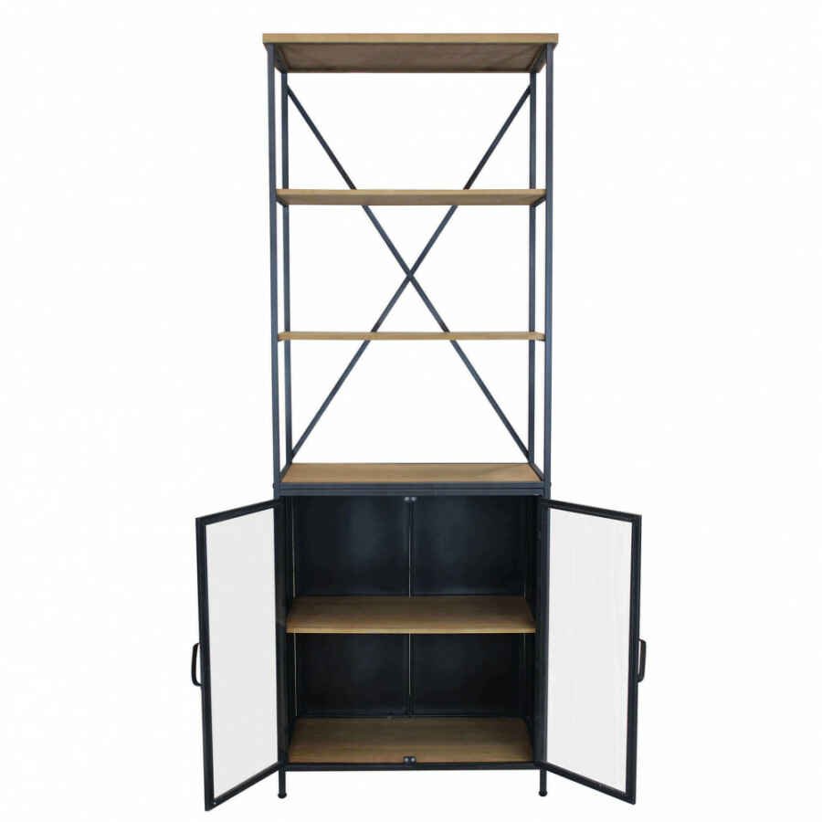Libreria Industrial in Acciaio,Legno cm 68x39x183 – WINSTON