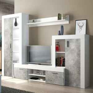 Parete Attrezzata per Soggiorno in Truciolare cm 259x40x180 – ALTON