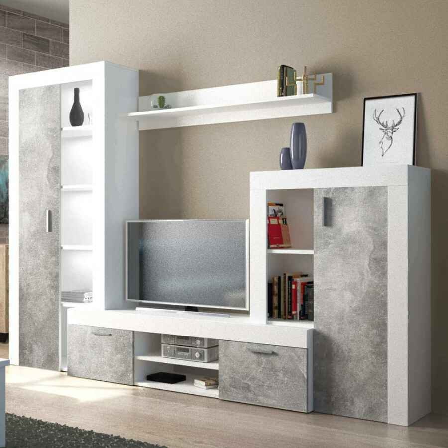 Parete Attrezzata per Soggiorno in Truciolare cm 259x40x180 – ALTON
