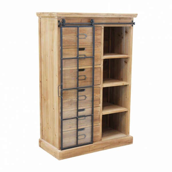 Cassettiera con anta scorrevole in Legno,Metallo cm 82×39,5×123 – BRENNAN