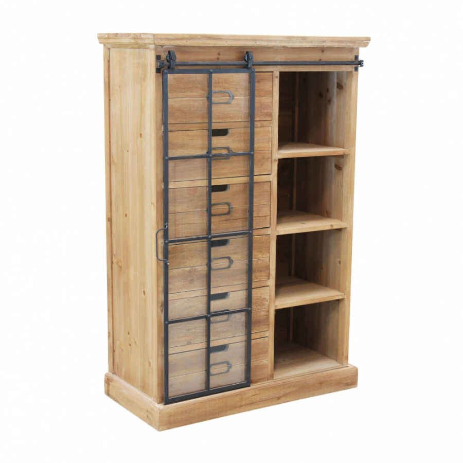 Cassettiera con anta scorrevole in Legno,Metallo cm 82×39,5×123 – BRENNAN