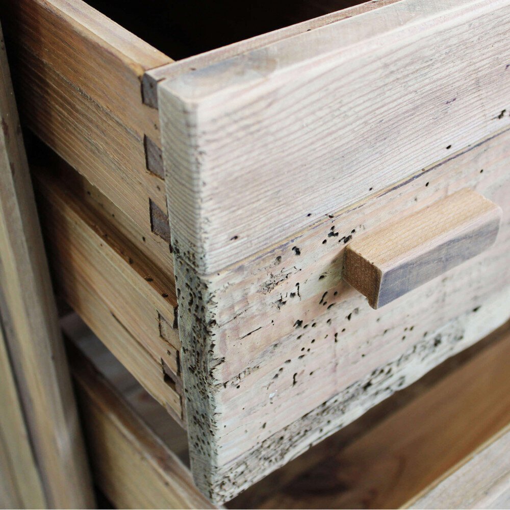 Cassettiera con 4 cassetti in Pino riciclato cm 110x48x92 – PINE