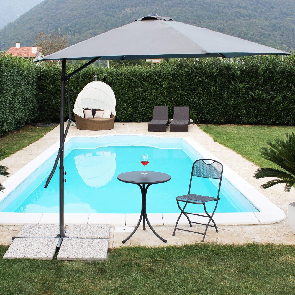 Ombrellone da Giardino decentrato 2,5×2,5 in acciaio,poliestere – MUSON