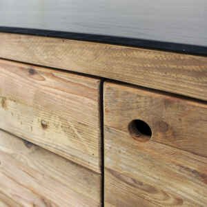 Madia 2 ante 3 cassetti in Pino riciclato cm 150x48x76 – MANSEL