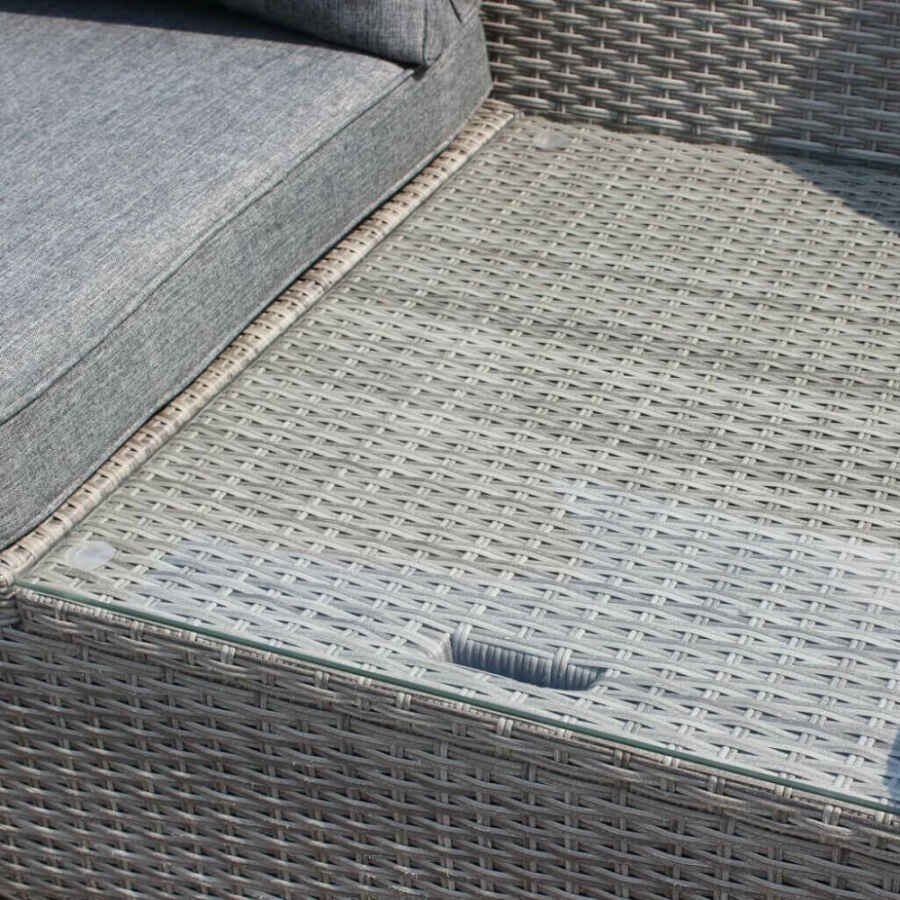 Divano da esterno con 2 pouf con cuscino in Wicker,Alluminio cm 208x91x75 – DUPLE