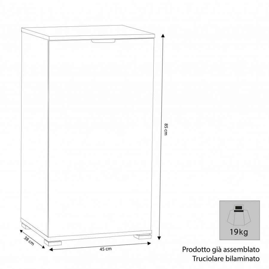 Armadietto da Bagno con un’anta in Truciolare cm 45x38x85 – LALO
