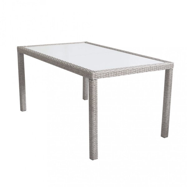 Tavolo intreccio e piano in vetro 150×90 – AXEL