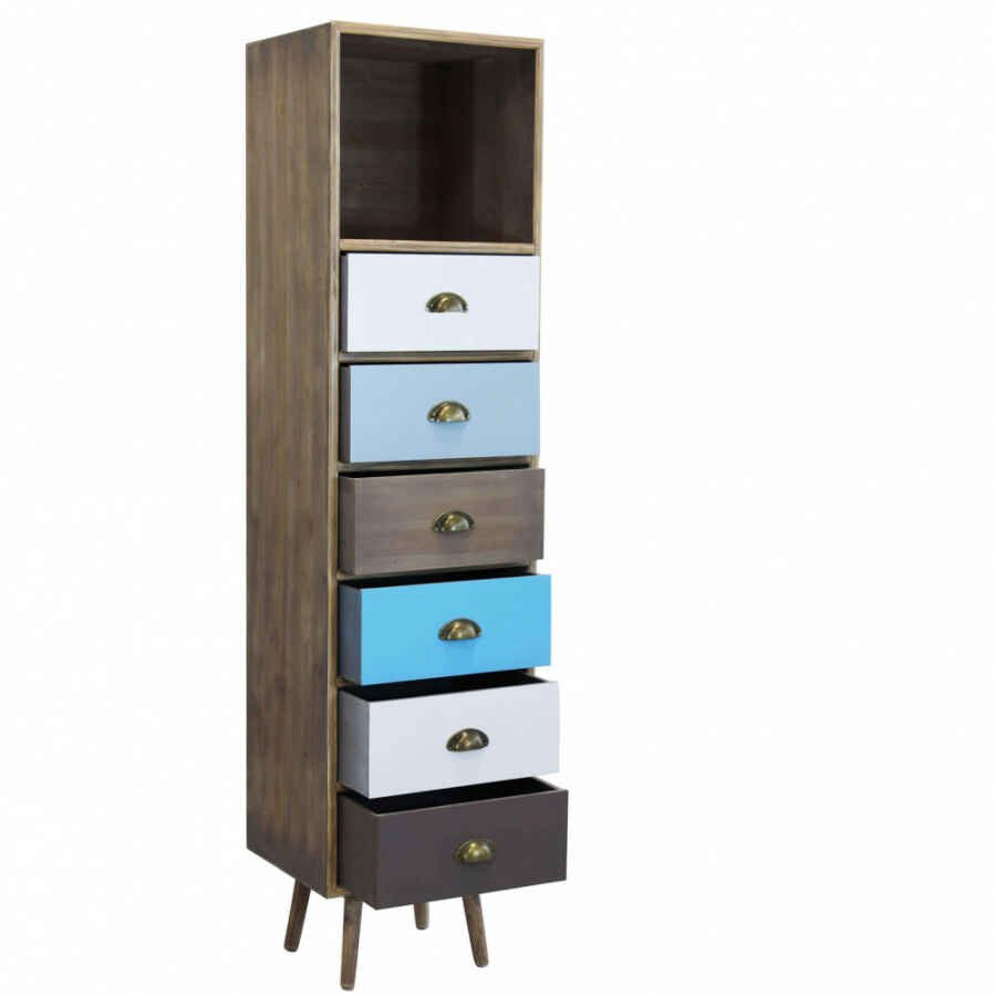 Cassettiera per soggiorno Industrial in Legno cm 40×36,5×144 – WILLY